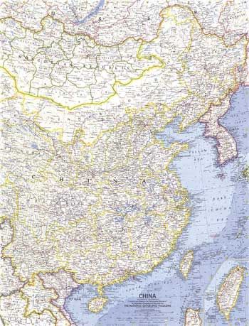 China (1964) Vintage Map by National Geographic