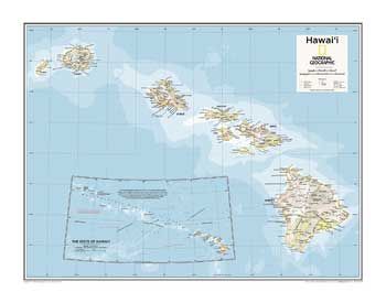 Hawaii Wall Map by National Geographic