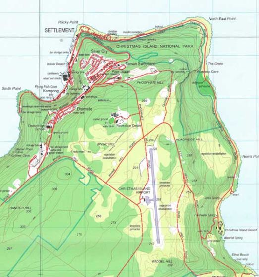 Christmas Island Topographic Map (1st Edition) by Geoscience Australia (2015)