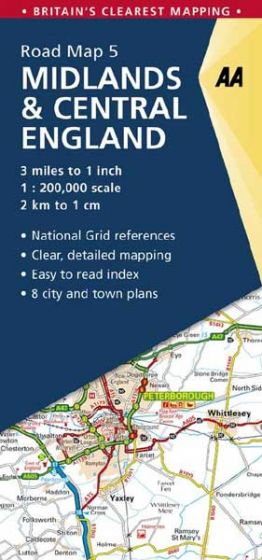 AA Midlands & Central England Road Map (6th Edition) by AA Publishing (2018)