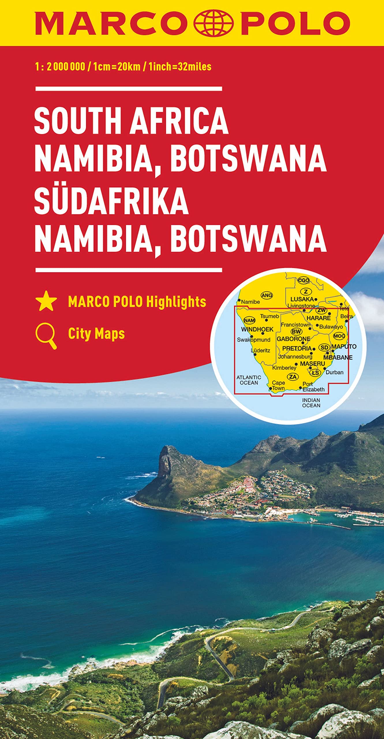 South Africa, Namibia & Botswana Road Map by Marco Polo (2022)