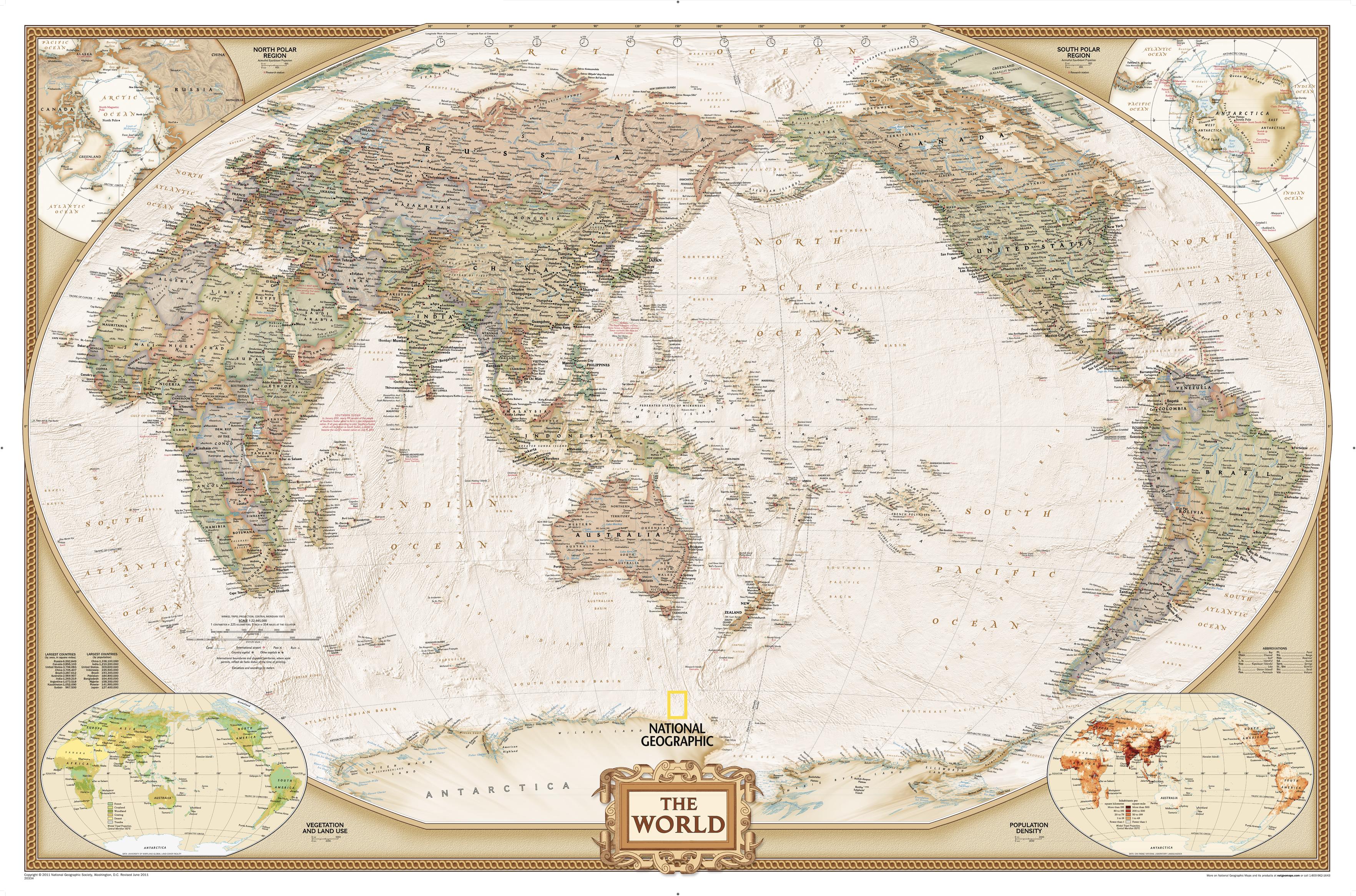 World Executive Pacific Centred Large Wall Map by National Geographic (2015)