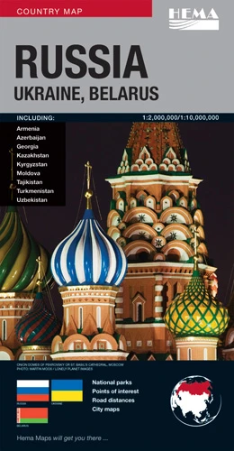 Russia, Ukraine & Belarus Road Map (2nd Edition) by Hema Maps