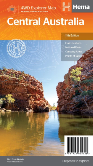 Central Australia Road Map (11th Edition) by Hema Maps