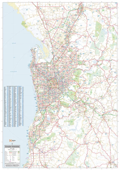 Adelaide Supermap Wall Map by Hema Maps